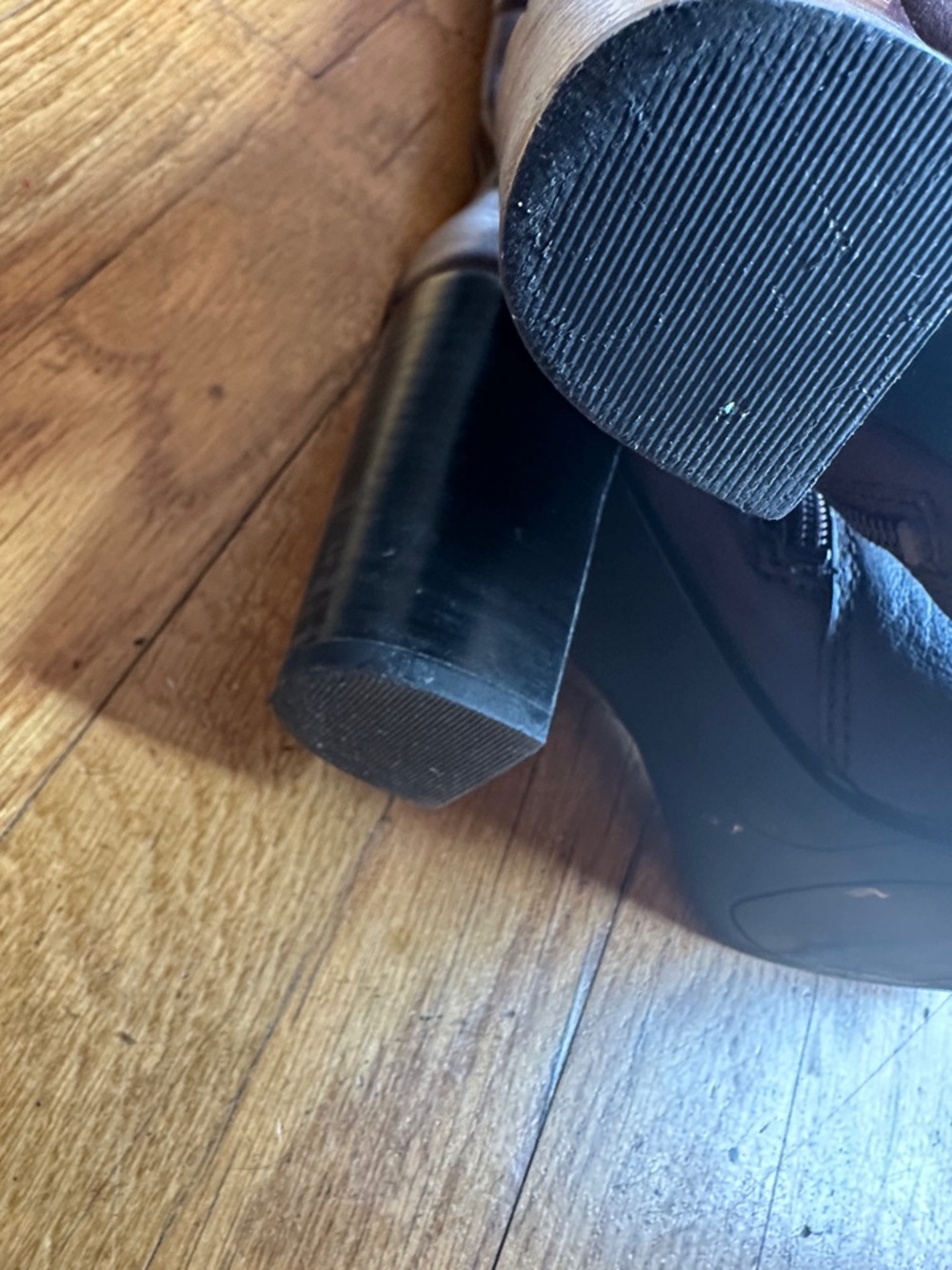 Nine West Dark Brown Leather Mid-Calf Block Heel Boots - Picture 5 of 8